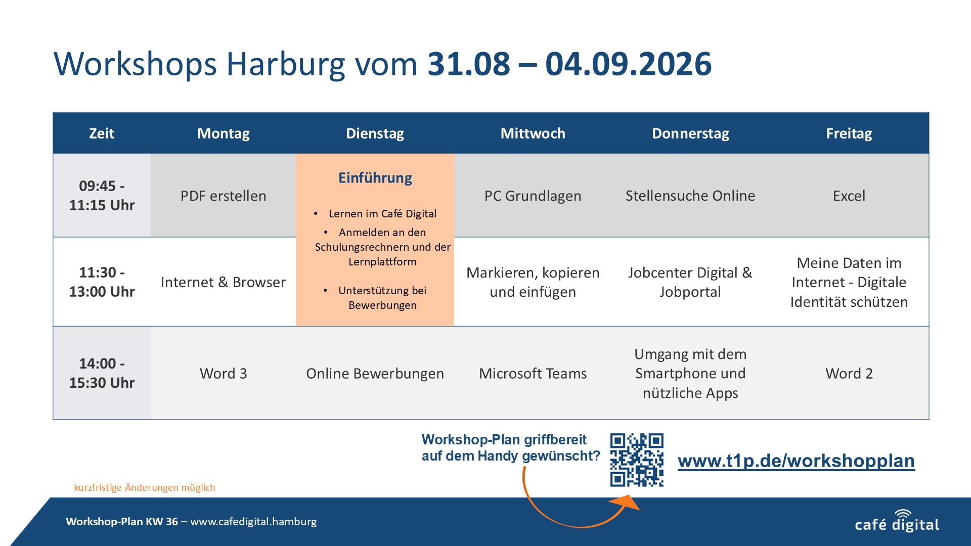 Workshopplan KW45