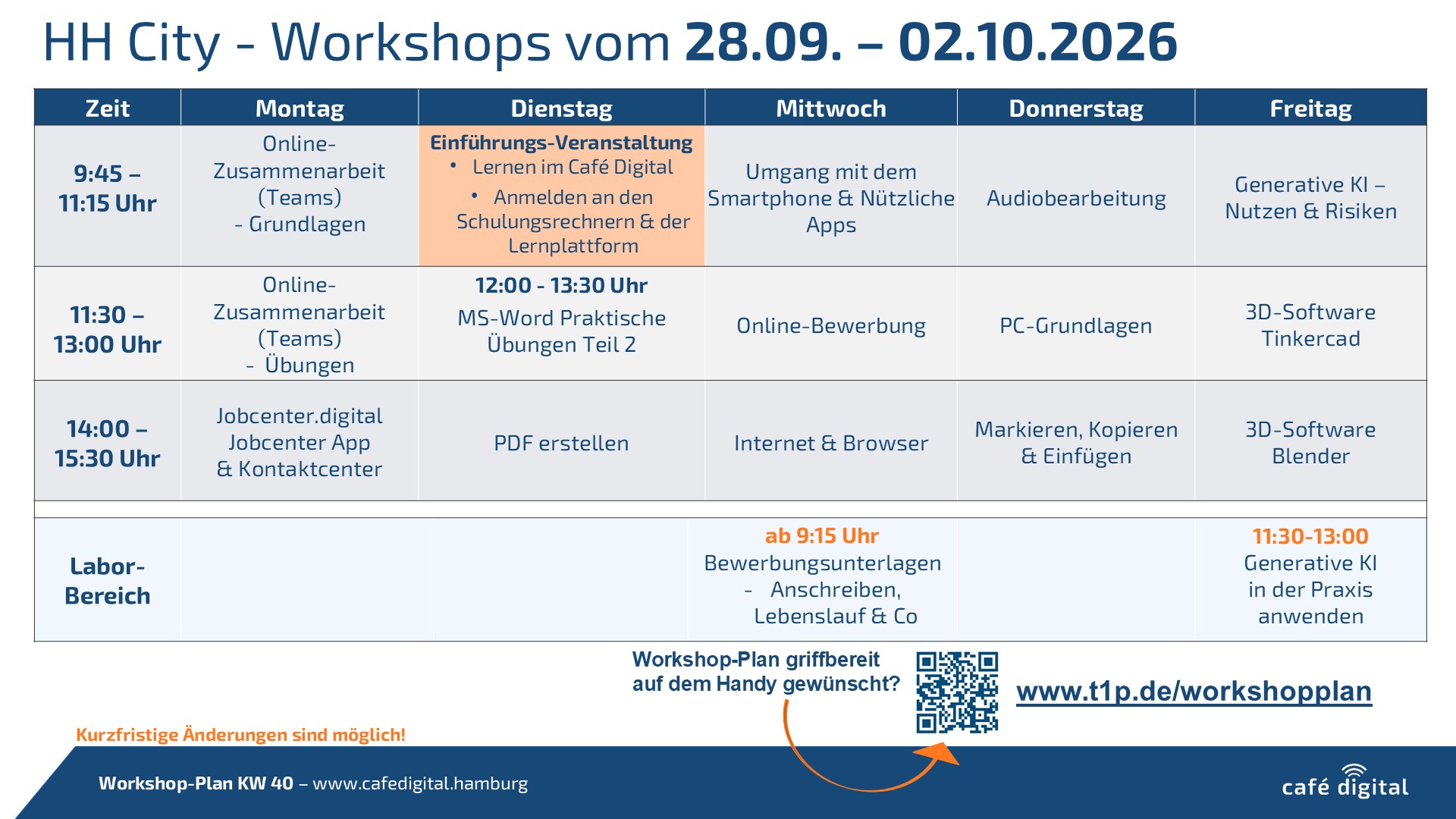 KW40 (28.09. – 02.10.)_Wochenplan HHCity_WEB KW40 (28.09. – 02.10.) Wochenplan HHCity