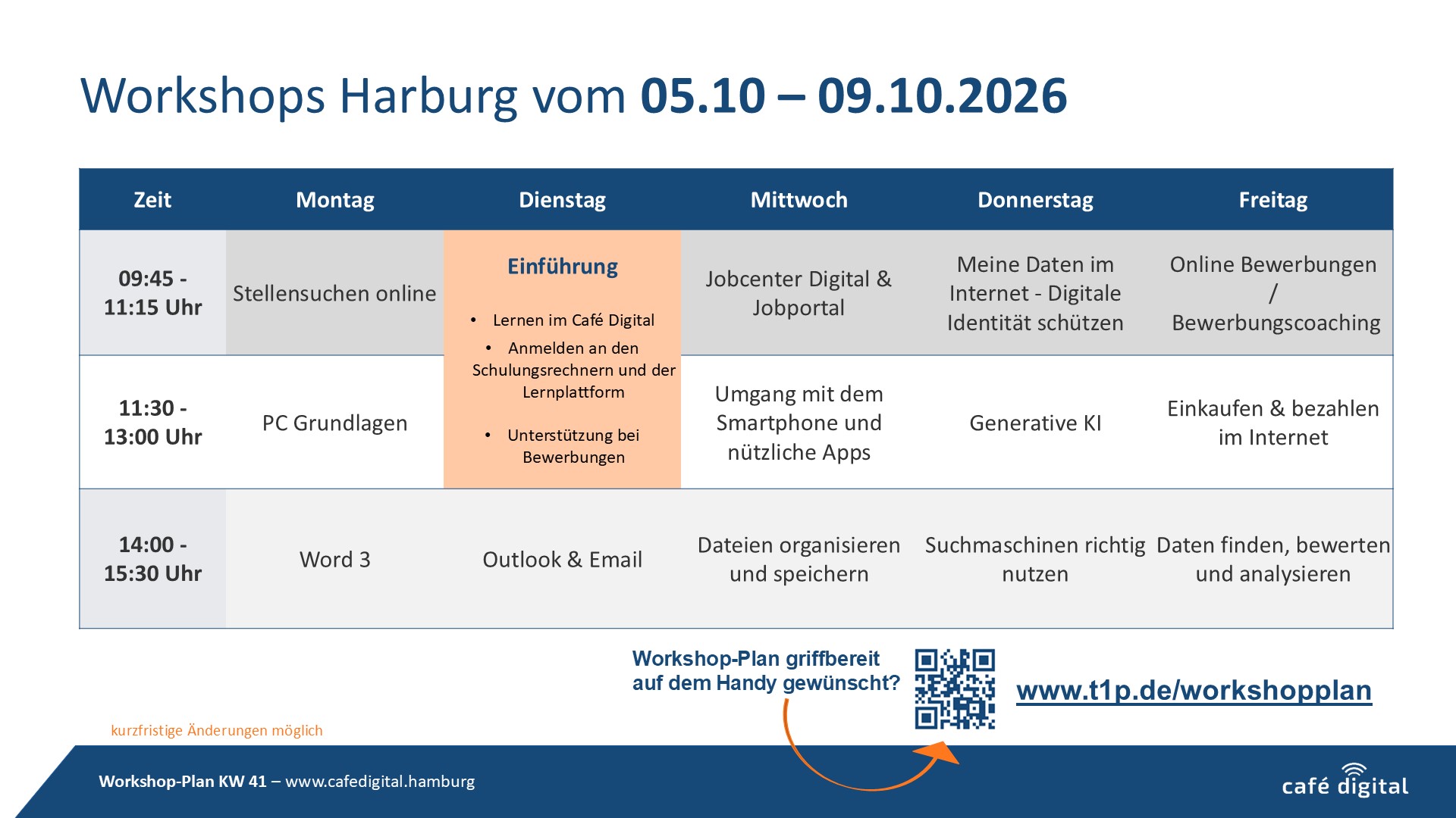 Workshopplan KW45