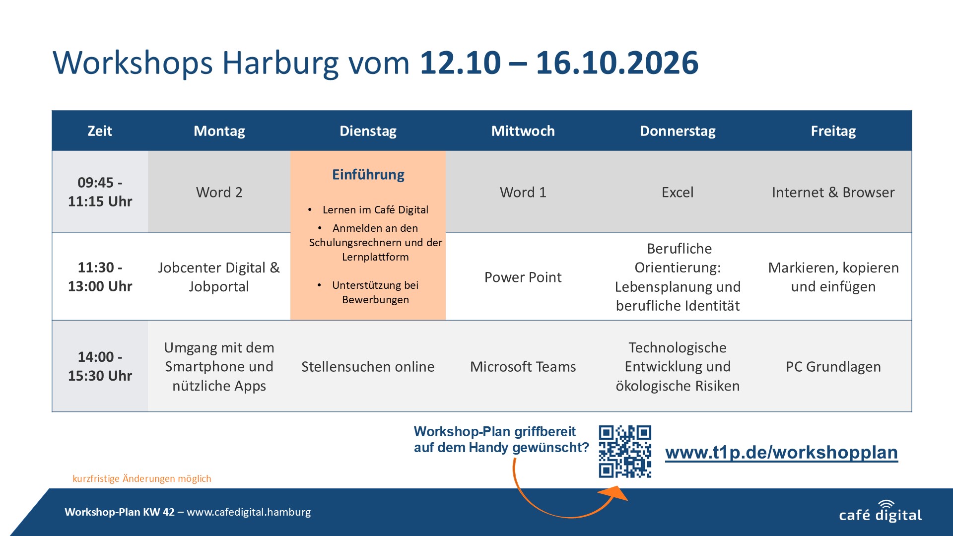 Workshopplan KW45