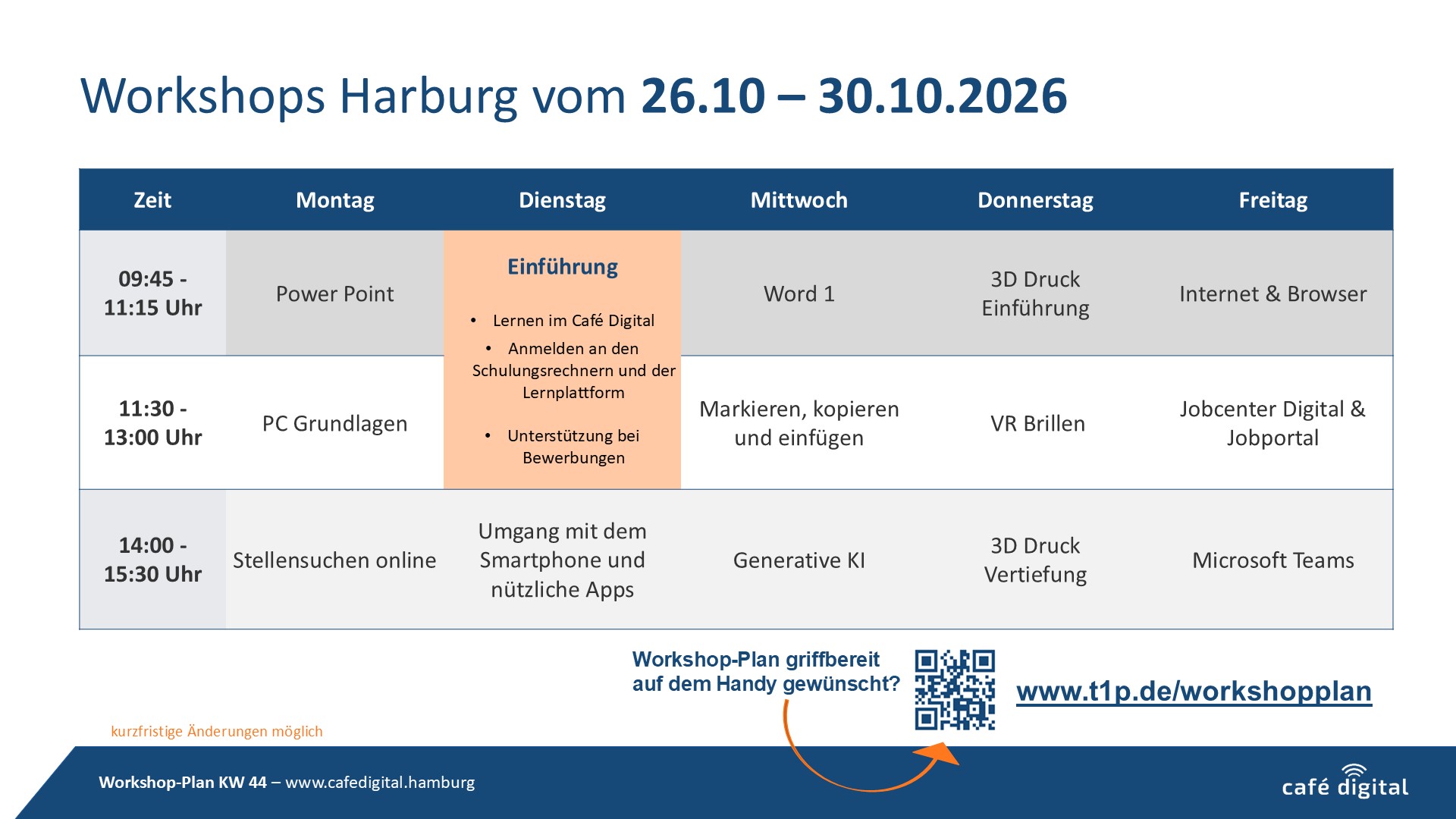 Workshopplan KW45